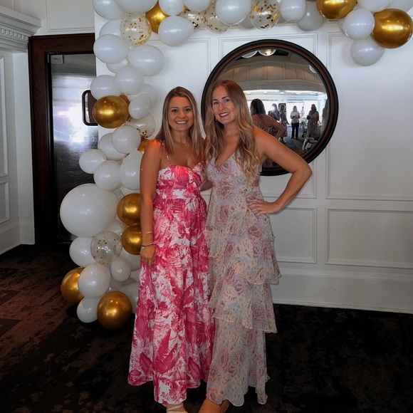 Aqua Tropical Pink and White Maxi Dress - Picture 3 of 3